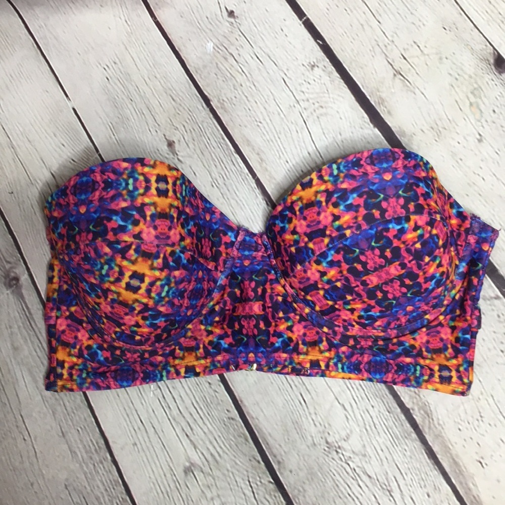 XHILARATION strapless multicolor midi bikini top